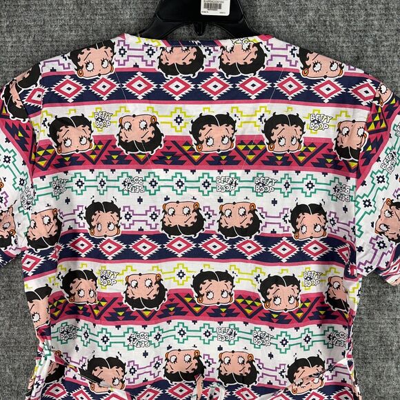 Betty Boop Scrubs Top Womens Large Short-Sleeve Pockets Cotton Blend - Picture 4 of 11